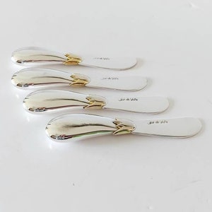 Silver-plated eggplant-shaped spread knives