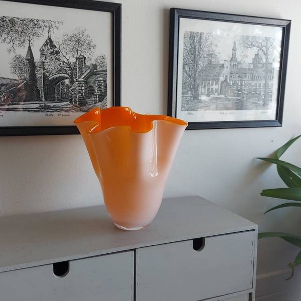 Handkerchief Orange Glass Vase Etsy
