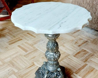 Small cherub marble and metal table