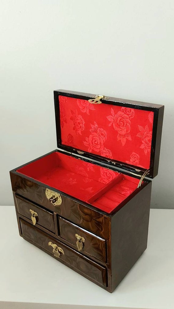 Antique musical jewelry box in lacquered wood bet… - image 4