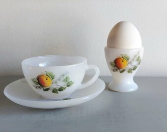 Arcopal France tableware milk glass fruit lunch egg cup