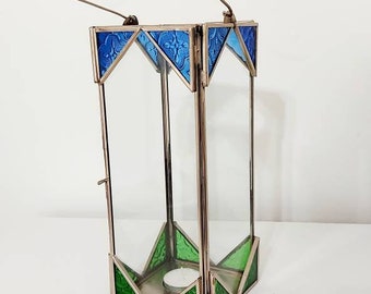 Stained glass tealight candle lantern