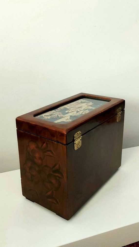 Antique musical jewelry box in lacquered wood bet… - image 9