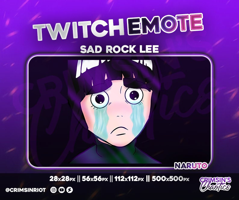 Naruto Sad Rock Lee Emote Anime Emote For Youtube Etsy Australia