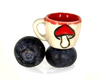 Tiny Ceramic Mug Necklaces, Small Pottery, Various Colors - Watermelon, Mushroom, etc - Matches larger mugs!