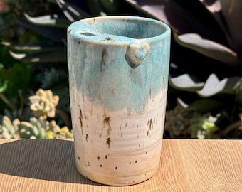 Vaso de viaje de cerámica, 355 ml (12 oz), que cabe en el portavasos del coche. ¡Hecho a mano en California!