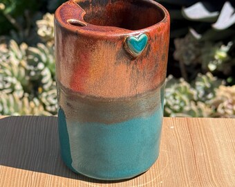 Vaso de viaje de cerámica, 325 ml (11 oz), que cabe en el portavasos del coche. ¡Hecho a mano en California!