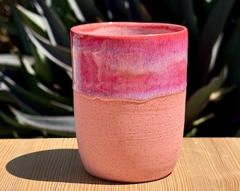 Taza de cerámica rosa de 295 ml (10 oz), ¡hecha a mano en California!