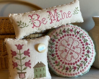 Valentinstag Trio Kreuzstichmuster Digitale PDF Heartsong Stitchery