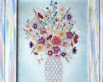 Summer Bouquet PDF cross stitch pattern Digital Heartsong Stitchery
