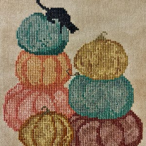 Pumpkin Stack PDF cross stitch pattern Digital Heartsong Stitchery