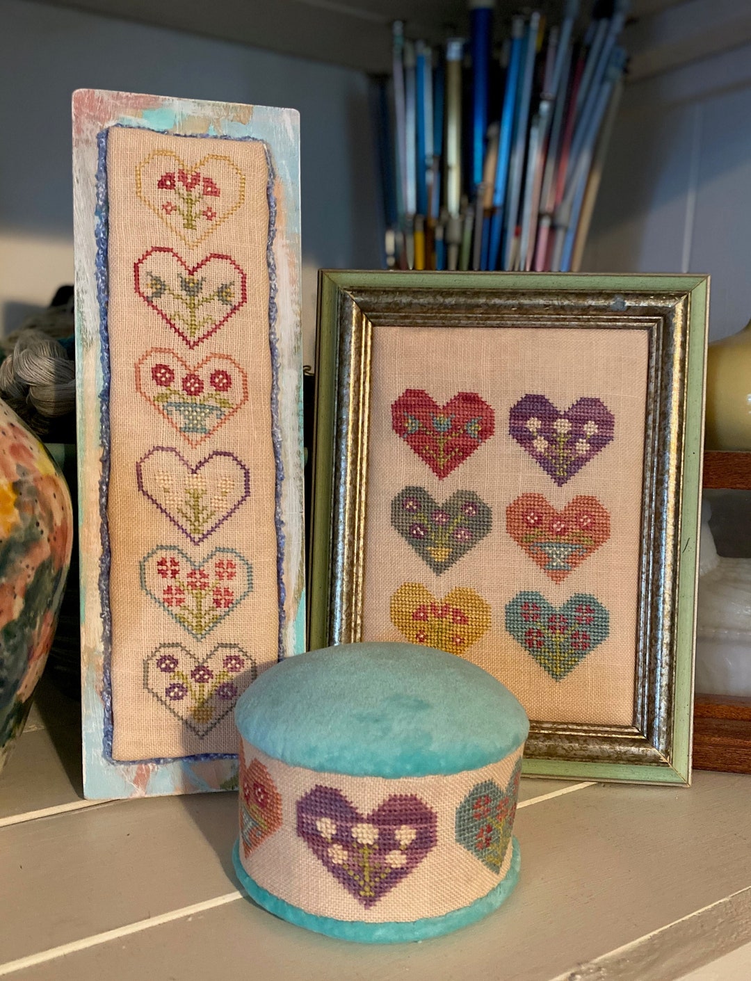 Sampler Hearts PDF Cross Stitch Pattern Drum Digital Heartsong ...