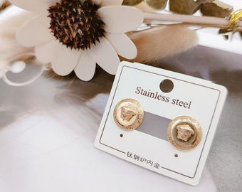 Medusa Head Gold Earrings