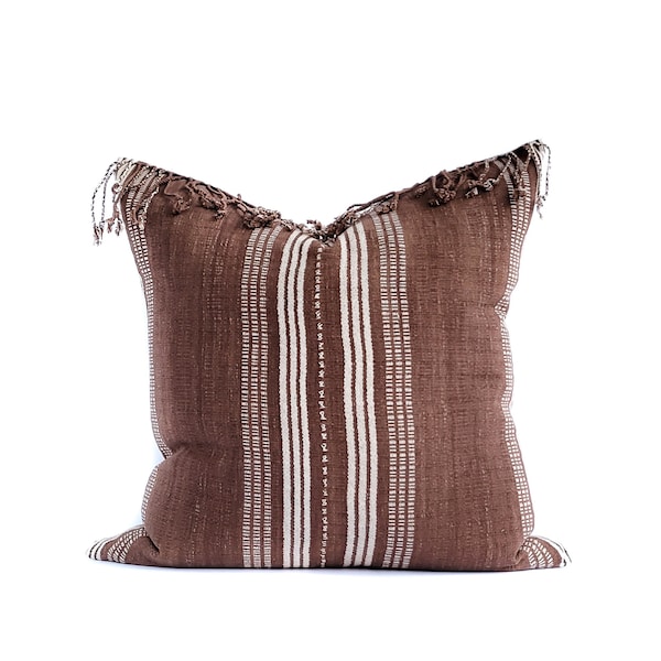EERO earthy brown white stripes handwoven pillow cover 21x21.5 rustic contemporary warm modern farmhouse decor