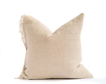 HANNE pale ecru soft beige hemp handwoven 18.5x19.5 minimal neutral pillow cover warm earthy farmhouse modern decor