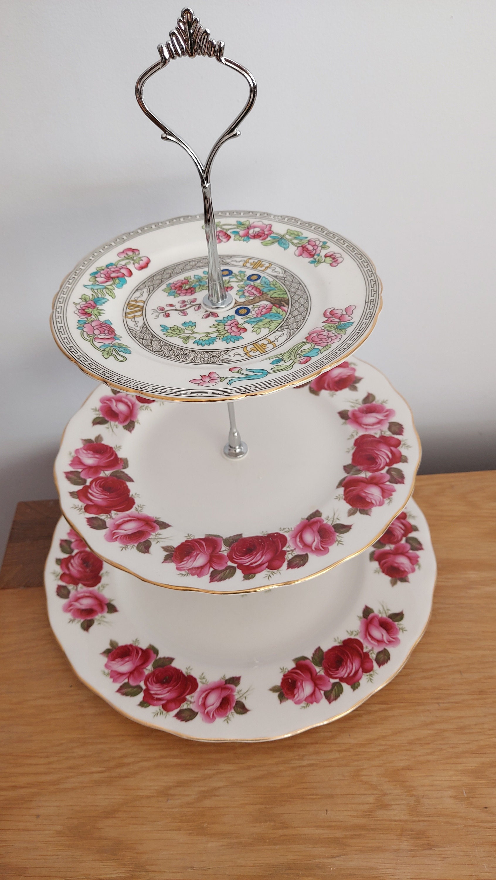 Unique Vintage 3 Tier Afternoon Tea / Cake Stand for Tea Room, Gift