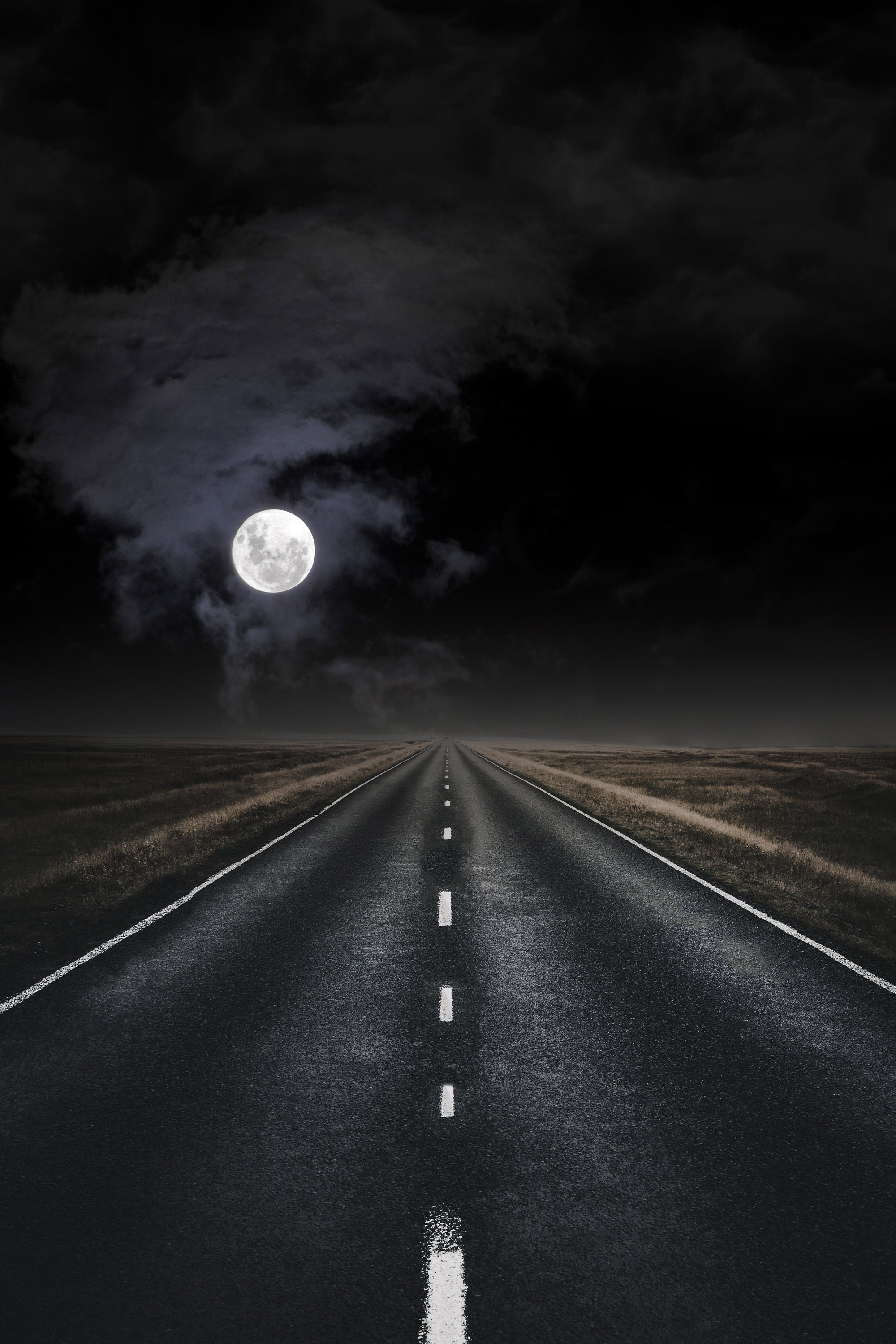 Digital Background/digital Backdrop/night Road/full Moon/instant ...