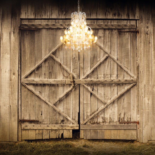 Old Barn Doors with Chandelier/American Flag/Rustic Barn/Americana/Digital Backdrop/Digital Background/Instant Download/High Resolution JPG