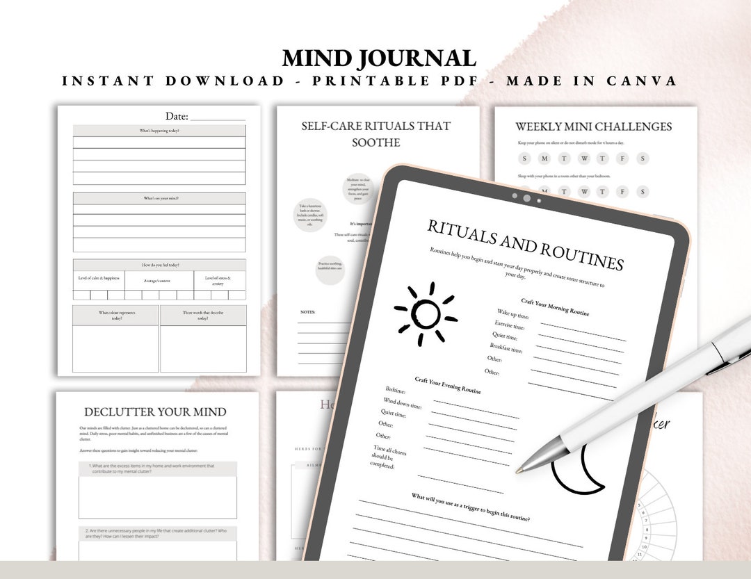 Mind Planner Printable Selfcare Planner Mood Tracker Mental Health