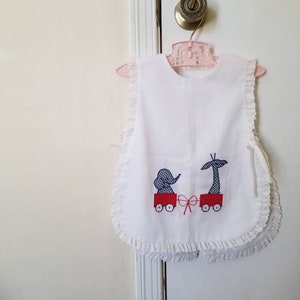 Sale Vintage Apron Pinafore / Embroidered Circus Train Dress / Open Sides Pinafore / 60s 70s Girl Fashion / Tunic Apron image 2