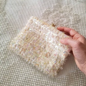 Vintage La Regale Ltd Ivory Beaded Evening Bag Purse Hand Made in China