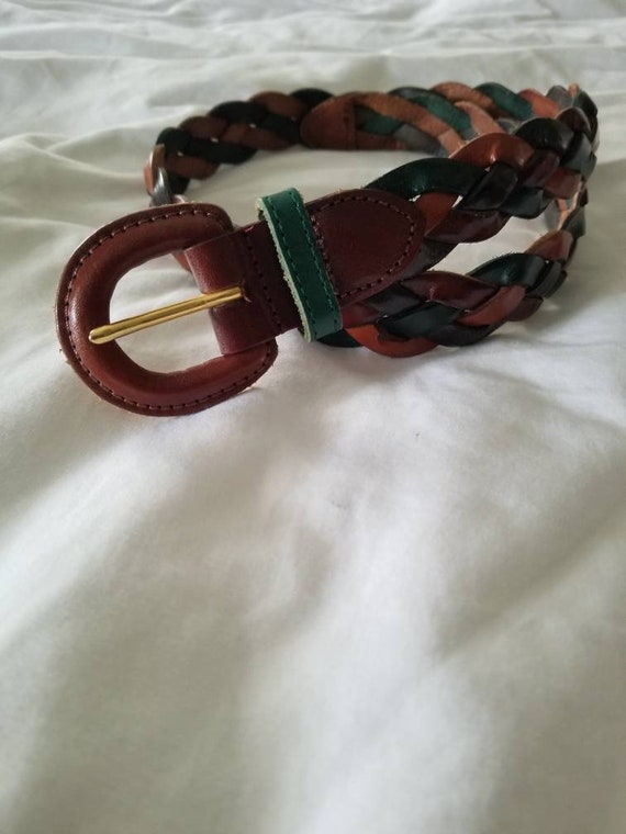 Sale Vintage braided belt genuine leather multi c… - image 4