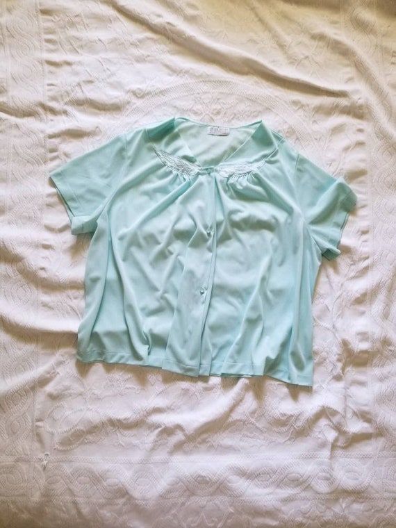 Sale Vintage Teal Vassarette Pajama Pants Set XXXL - image 2