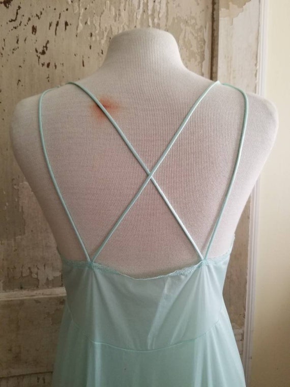 Sale Vintage nightgown JC Penney medium teal, aqu… - image 5