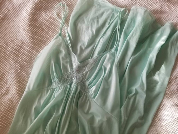Sale Vintage nightgown JC Penney medium teal, aqu… - image 10