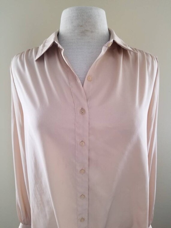 Sale Vintage Tan Blouse Long Sleeved Blouse Tan S… - image 4