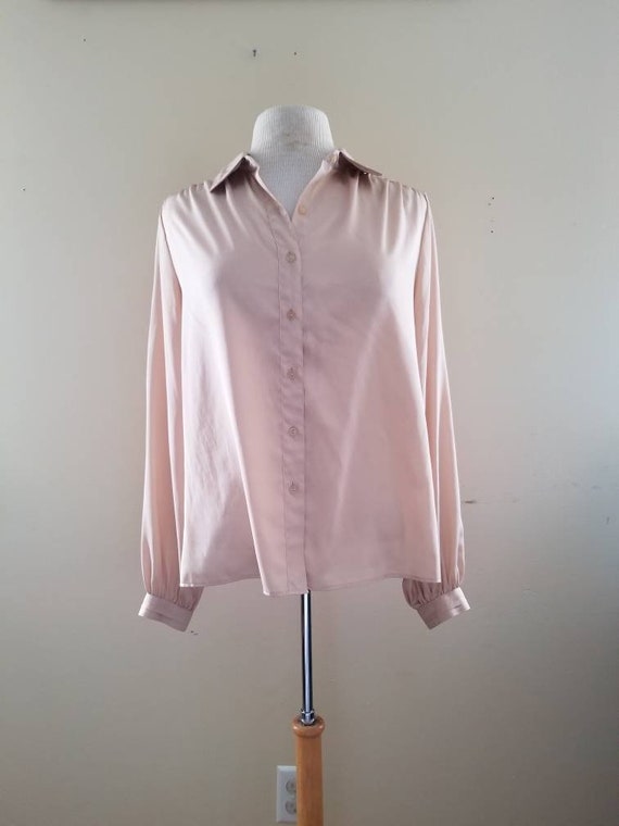 Sale Vintage Tan Blouse Long Sleeved Blouse Tan S… - image 3