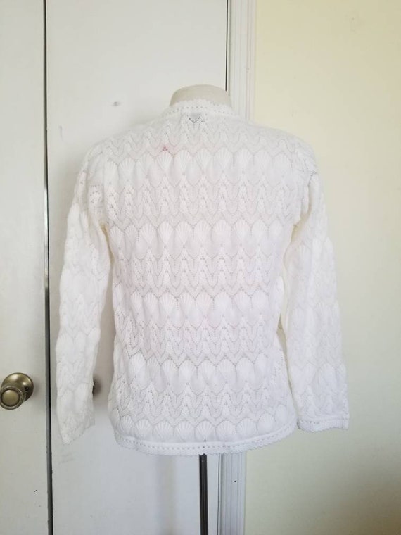 Sale Vintage White Knit Cardigan / Medium / Made … - image 8
