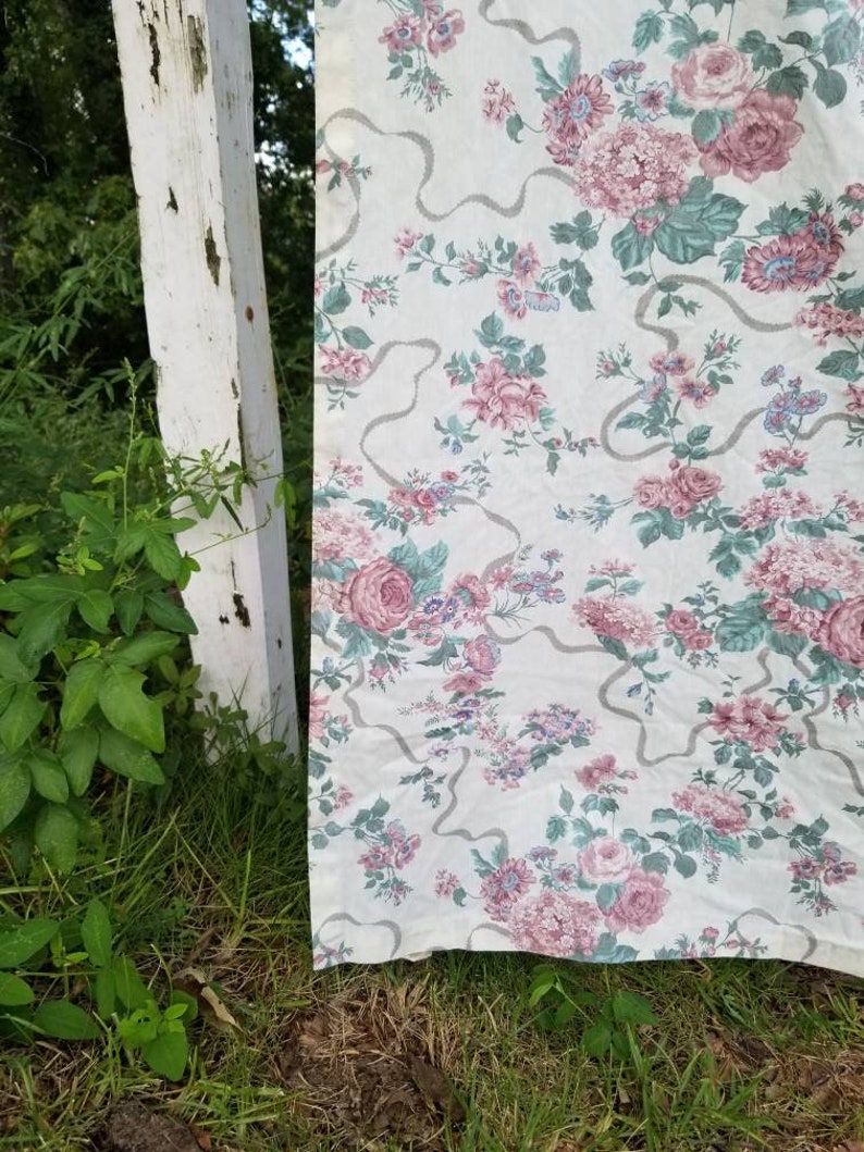 Vintage Shower Curtain Pair Croscill Floral Pink Lace Etsy