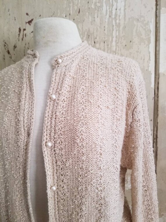 Sale Vintage Beige Knit Cardigan / Ms Sport / XL … - image 2