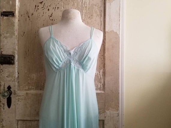 Sale Vintage nightgown JC Penney medium teal, aqu… - image 1