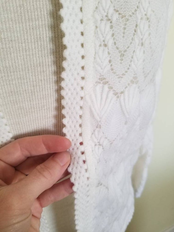 Sale Vintage White Knit Cardigan / Medium / Made … - image 5