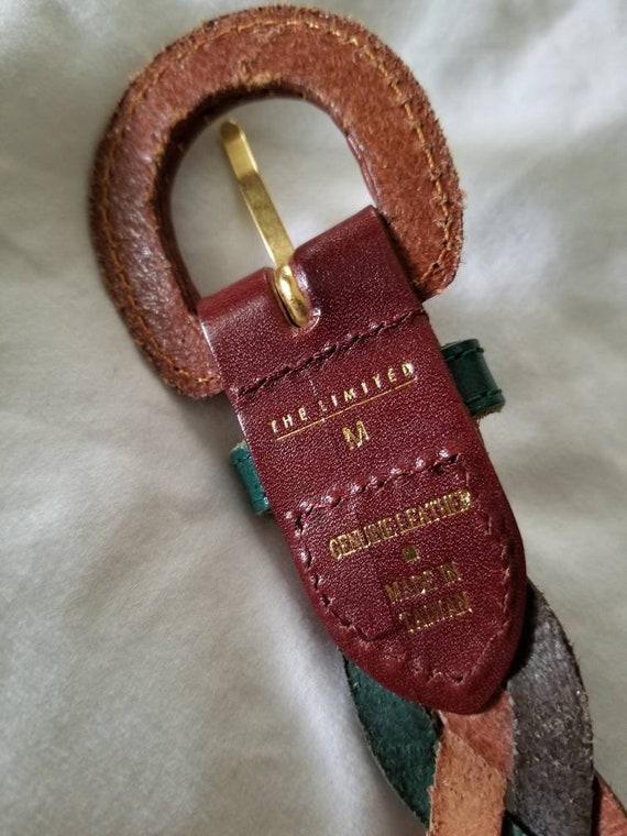 Sale Vintage braided belt genuine leather multi c… - image 7