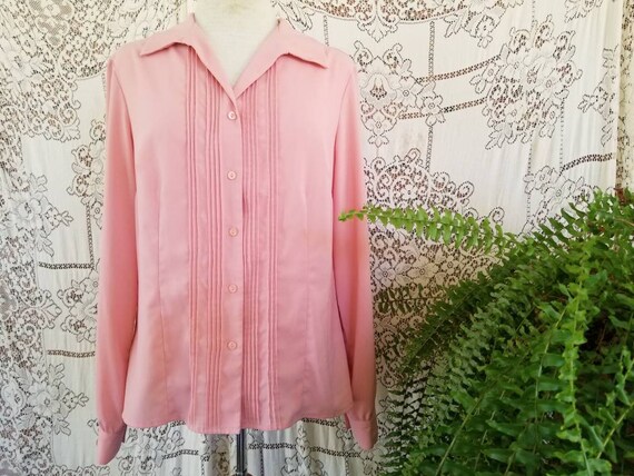 Sale Vintage blouse pink long sleeves straight co… - image 3