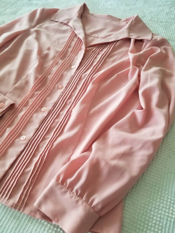 Sale Vintage blouse pink long sleeves straight co… - image 8