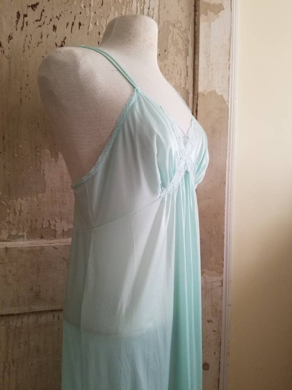 Sale Vintage nightgown JC Penney medium teal, aqu… - image 4
