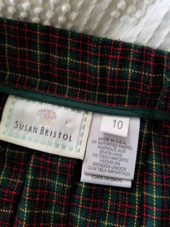 Sale Vintage plaid skirt Susan Bristol 10 red gre… - image 6