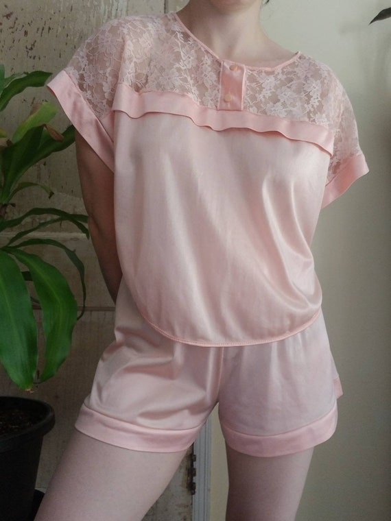Sale Vintage Pink Pajama Set Jill Andrea Medium /… - image 1