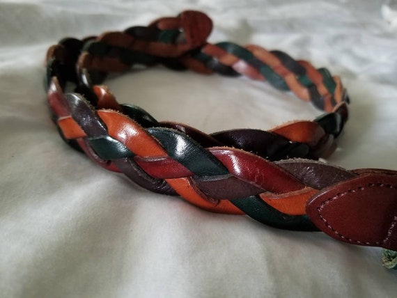 Sale Vintage braided belt genuine leather multi c… - image 9