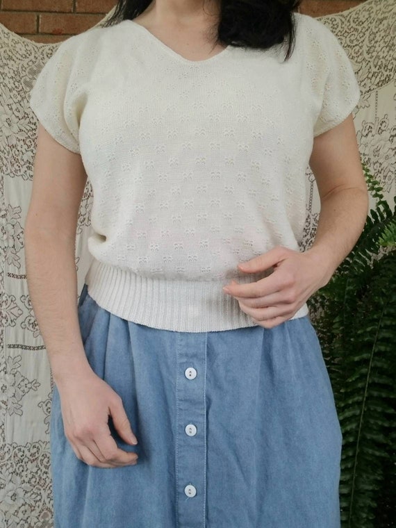 Sale Vintage sweater Barry and Me Too white short… - image 1