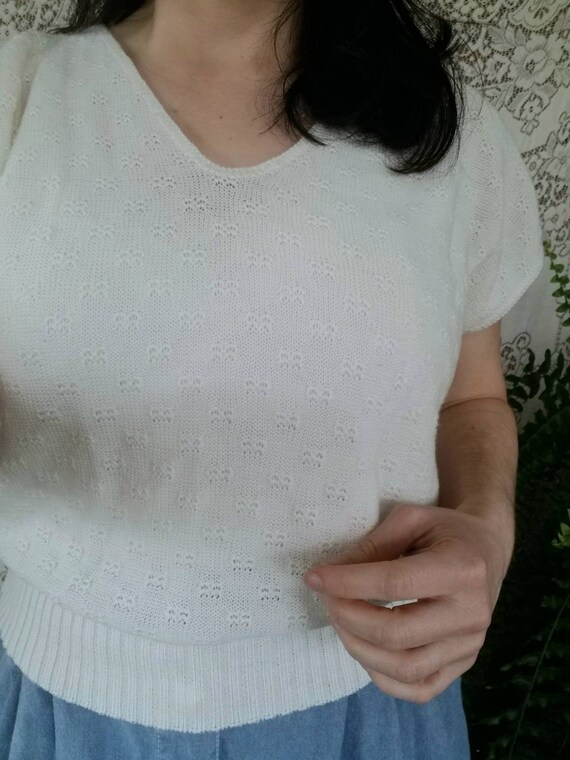 Sale Vintage sweater Barry and Me Too white short… - image 3