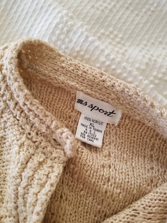 Sale Vintage Beige Knit Cardigan / Ms Sport / XL … - image 8