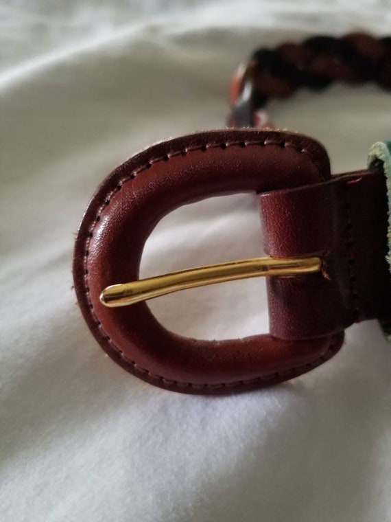 Sale Vintage braided belt genuine leather multi c… - image 3