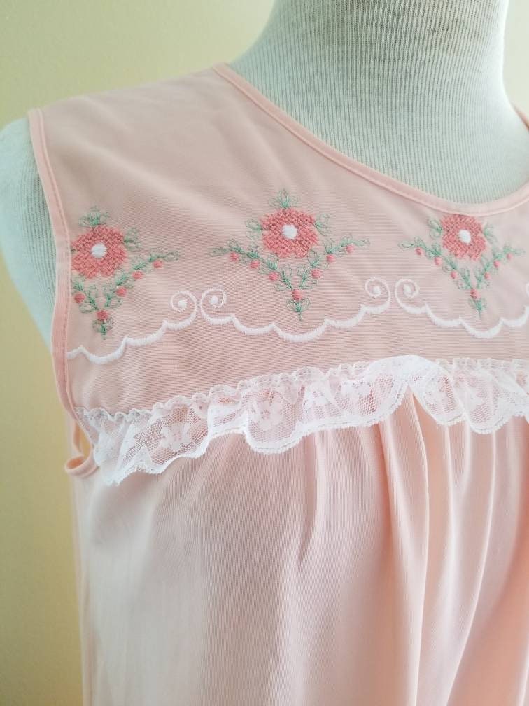 Vintage Maxi Nightgown / Jcpenney / Large / 38-40 / Peach / | Etsy