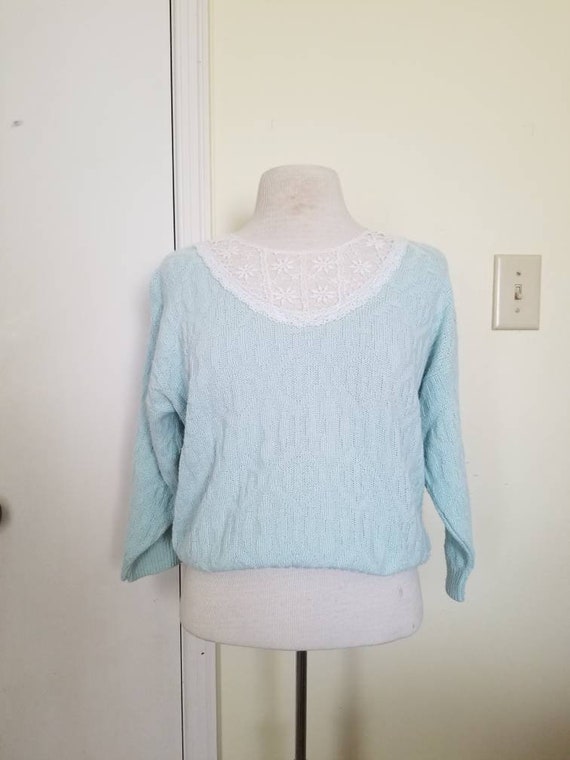 Sale Vintage Knit Lace Sweater / Women's Sweater … - image 3