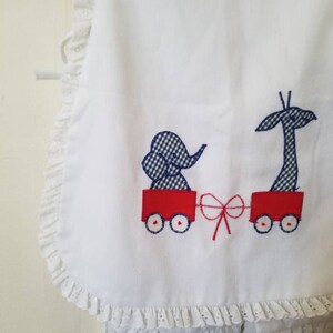 Sale Vintage Apron Pinafore / Embroidered Circus Train Dress / Open Sides Pinafore / 60s 70s Girl Fashion / Tunic Apron image 3